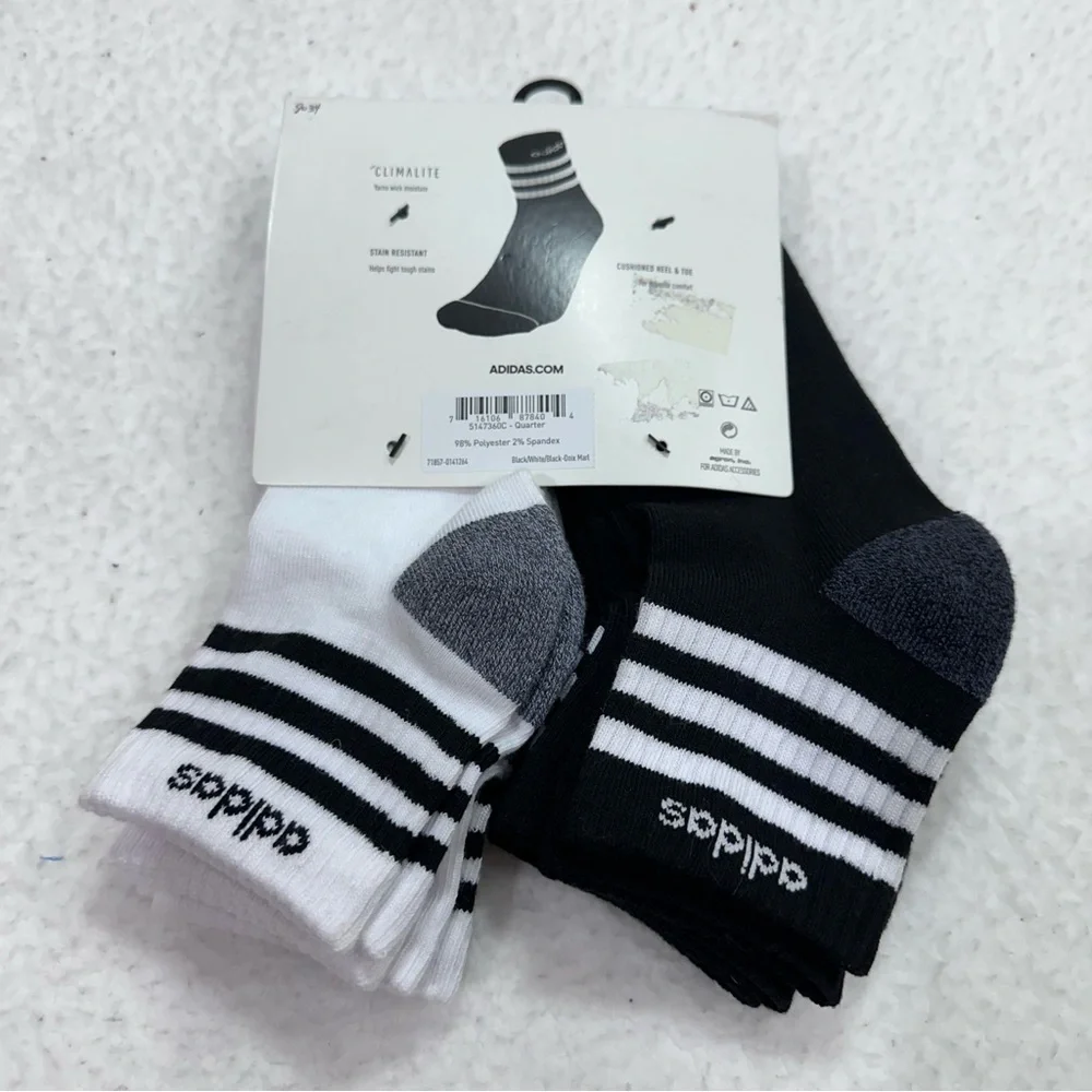 Adidas Youth Black and White Athletic Socks